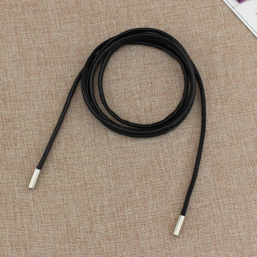 Vintage Belt New Round Leather Rope Dress Coat Embellished String Belt For Women Solid Fashion Long Waist Chain PU Leather Belt