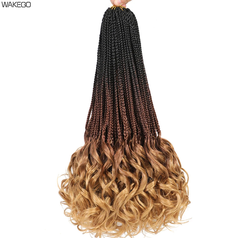 24 18 14 Inches French Curly Crochet Braids New Goddess Box Braids Bouncy French Curl Braid Hair Crochet Synthetic Braiding Hair