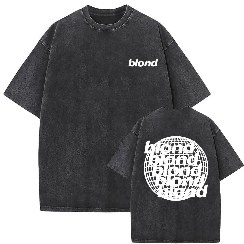 Washed Vintage Rapper Frank Oversized Tshirt Blond Graphic T-shirts Men Women Ocean Hip Hop T Shirt Men's Fashion Casual Tees