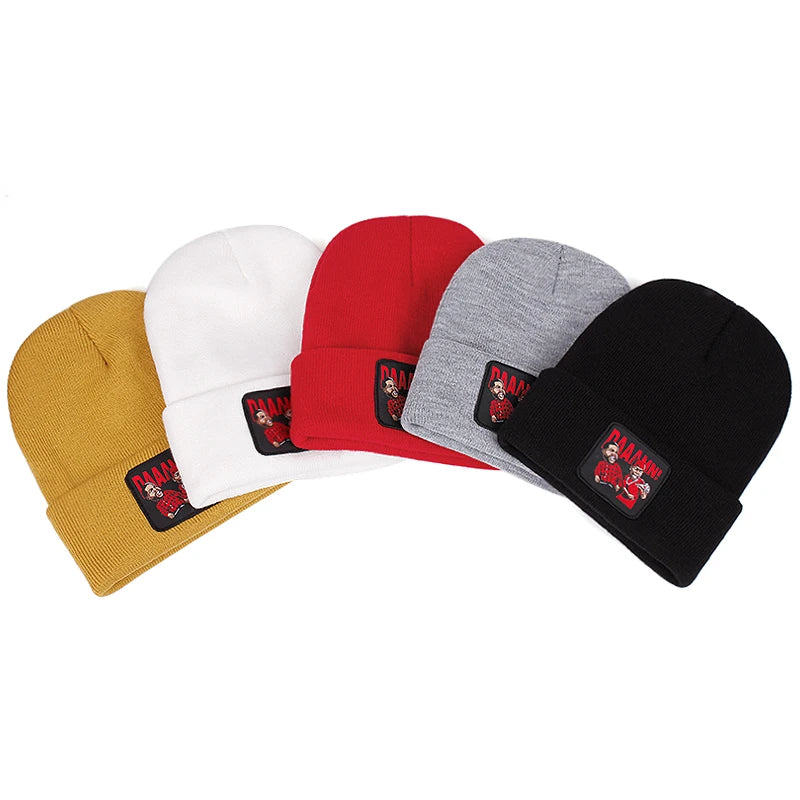 DAAAMN cartoon embroidered knitted hat for autumn and winter outdoor sports events Warm woolen hat hip-hop