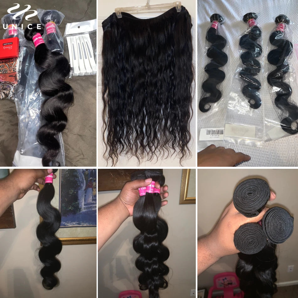 UNice Body Wave Human Human Hair Bundles 4PCS/Lot 100% Remy Hair Weaving Natural Color Human Hair Weaves 8-30inch Free Shipping