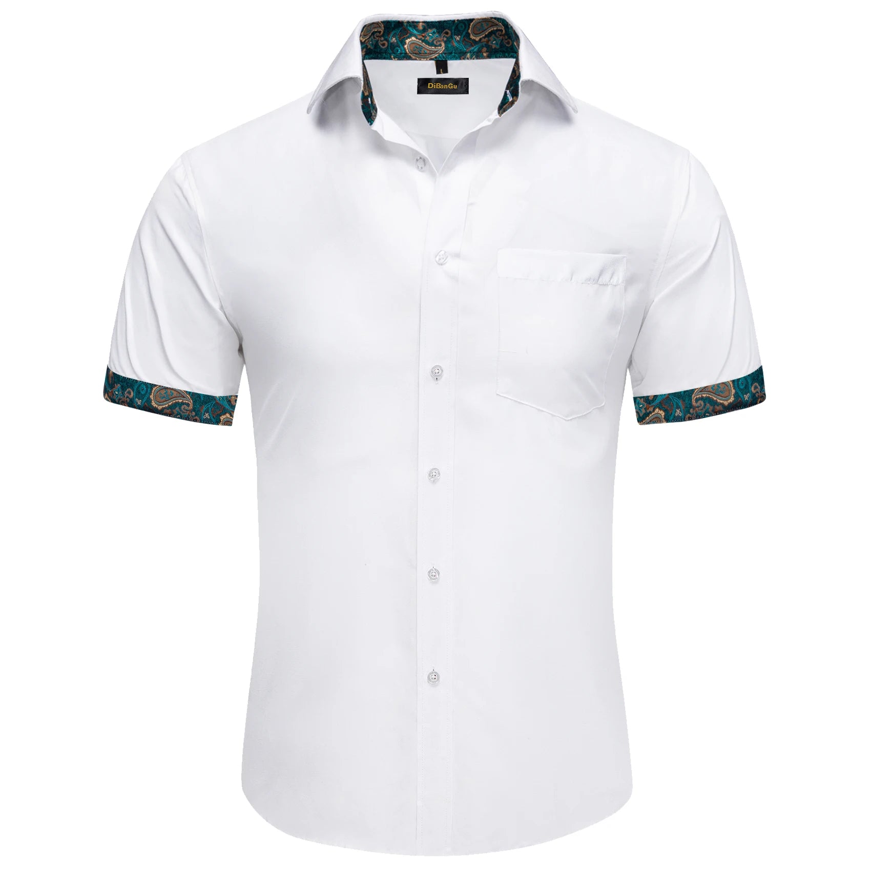 Men Shirts Short Sleeve Cotton Polyester Summer T-shirts Solid Black White Red Business Casual Tops Hawaiian Shirt