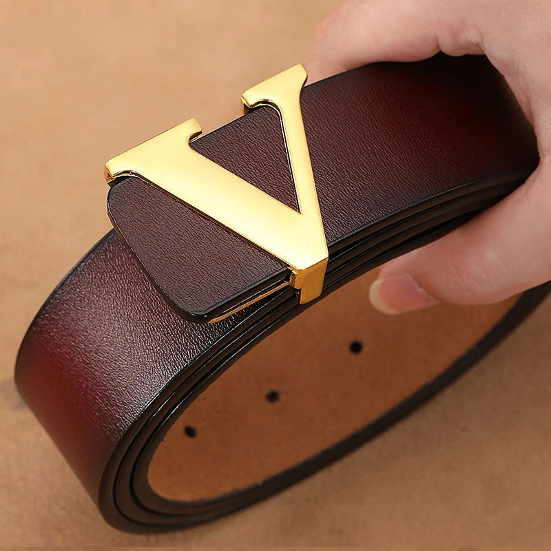 New Retro Smooth Buckle Belt Men's Oversized Leather Pure Cowhide Letter Belt Designer Belts Men High Quality