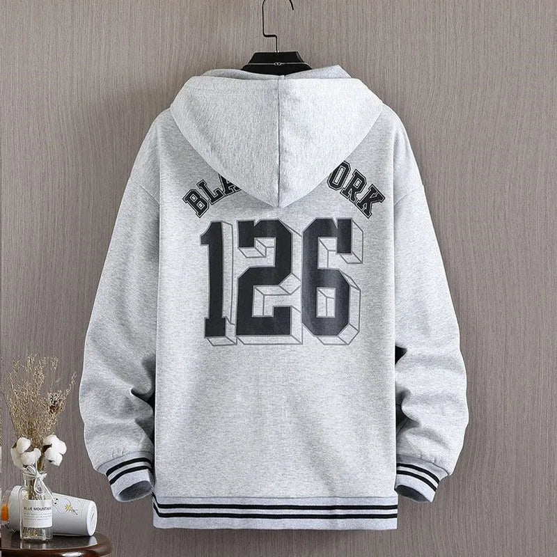 New Men's Hooded Jacket M-6XL Men's Clothing Spring Autumn Korean Fashion Loose Male Coat Hooded Baseball Jersey 2024