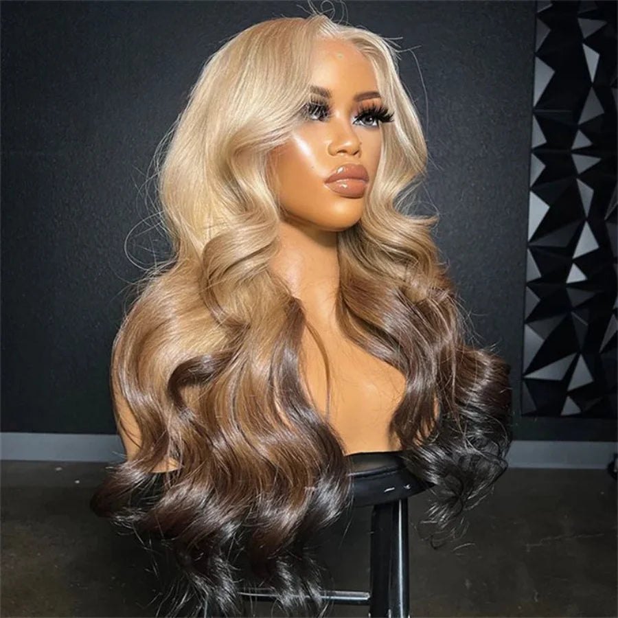 Black With Red Highlight Wig Synthetic Lace Front Wig 13X4 Pre plucked Hairline With BabyHairWomen's Wig with Density Lace Front