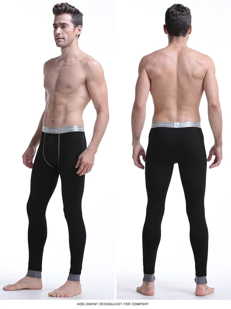 Men's long Johns single-piece thin tight-fitting underpants line pants thermal pants slim cotton woolen pants autumn and winter
