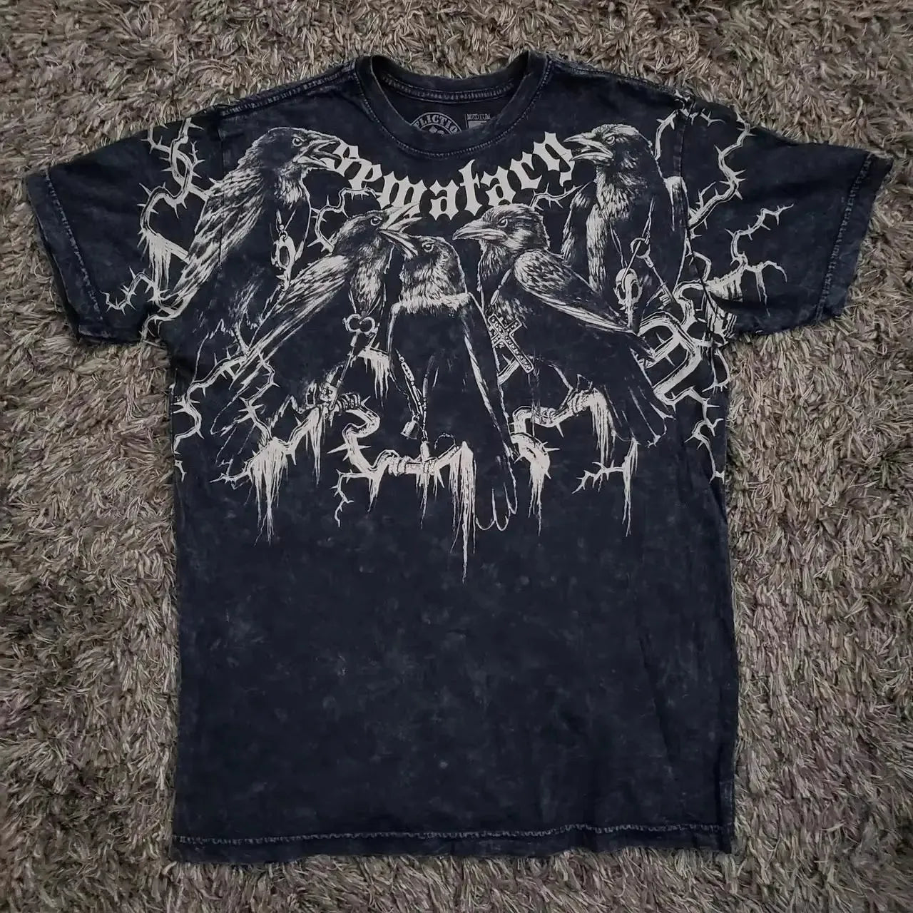 2000s Affliction Style Streetwear Tee Gothic Skull Cross Print Trendy Graphic T-shirts