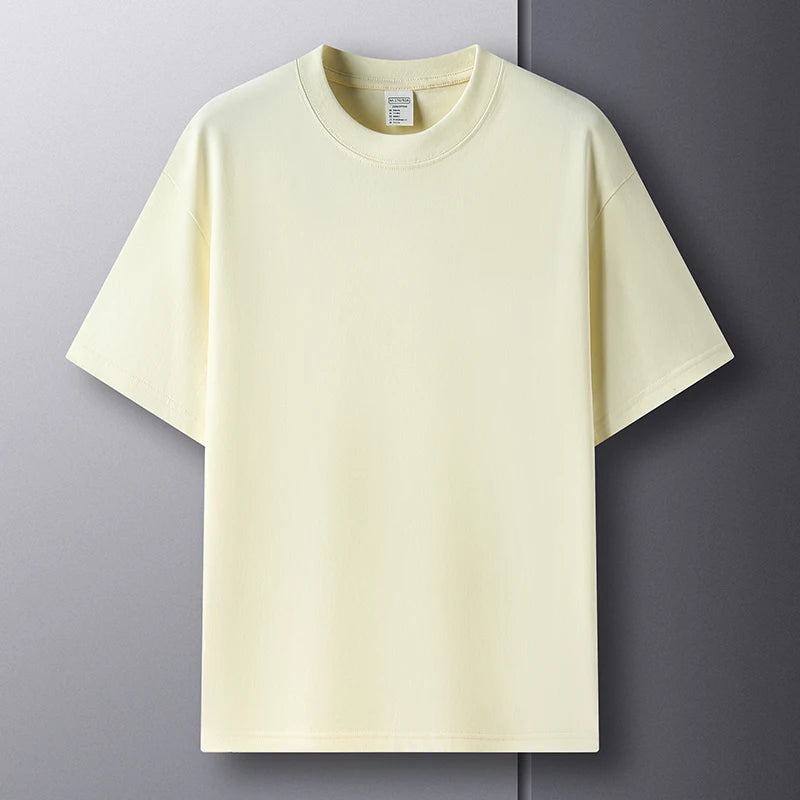 100% pure cotton short sleeved men's round neck T-shirt summer new high-end fashion youth couple loose casual breathable top