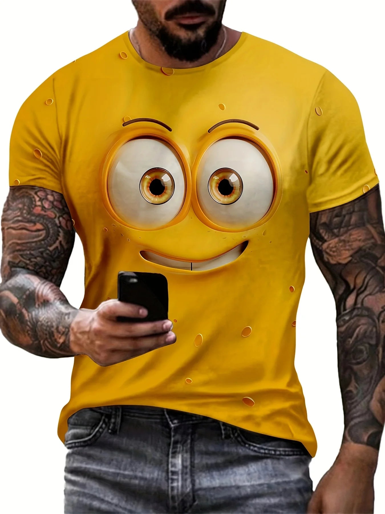 2024 New Men's Eye Pattern Printed T-shirt,Casual Short-sleeved Round Neck T-shirt,Men's Summer Outdoor Clothing