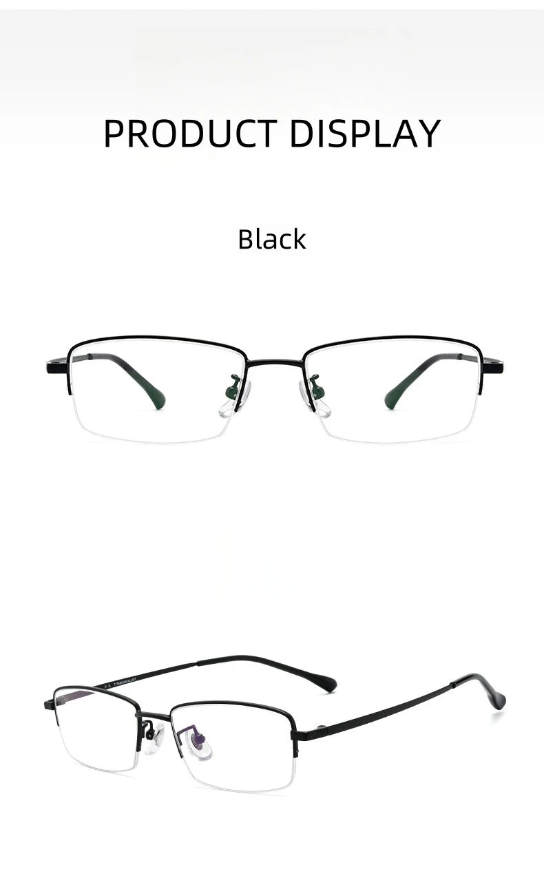 FIRADA Fashion Comfortable Glasses Retro Titanium Square Half Frame Eyewear Business Prescription Eyeglasses Frame Men 18001-C
