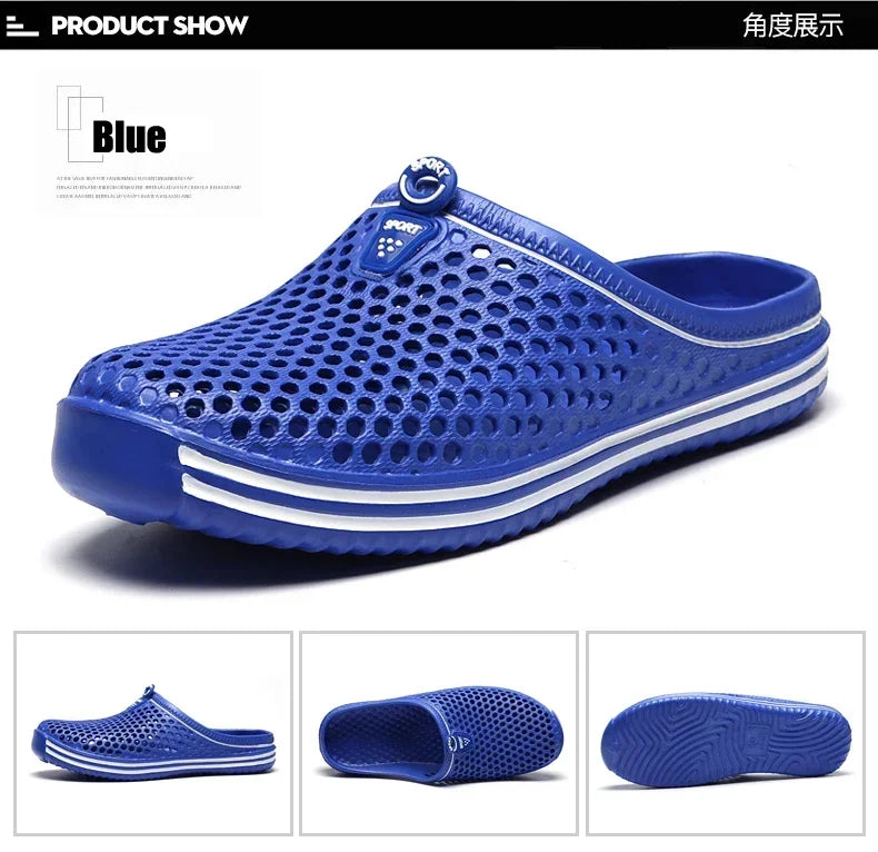 YRZL Mens Sandals Light EVA Summer Casual Shoes Hole Shoes Clogs Lovers Home Garden Outdoor Big Size 45 Male Beach Flat Slippers