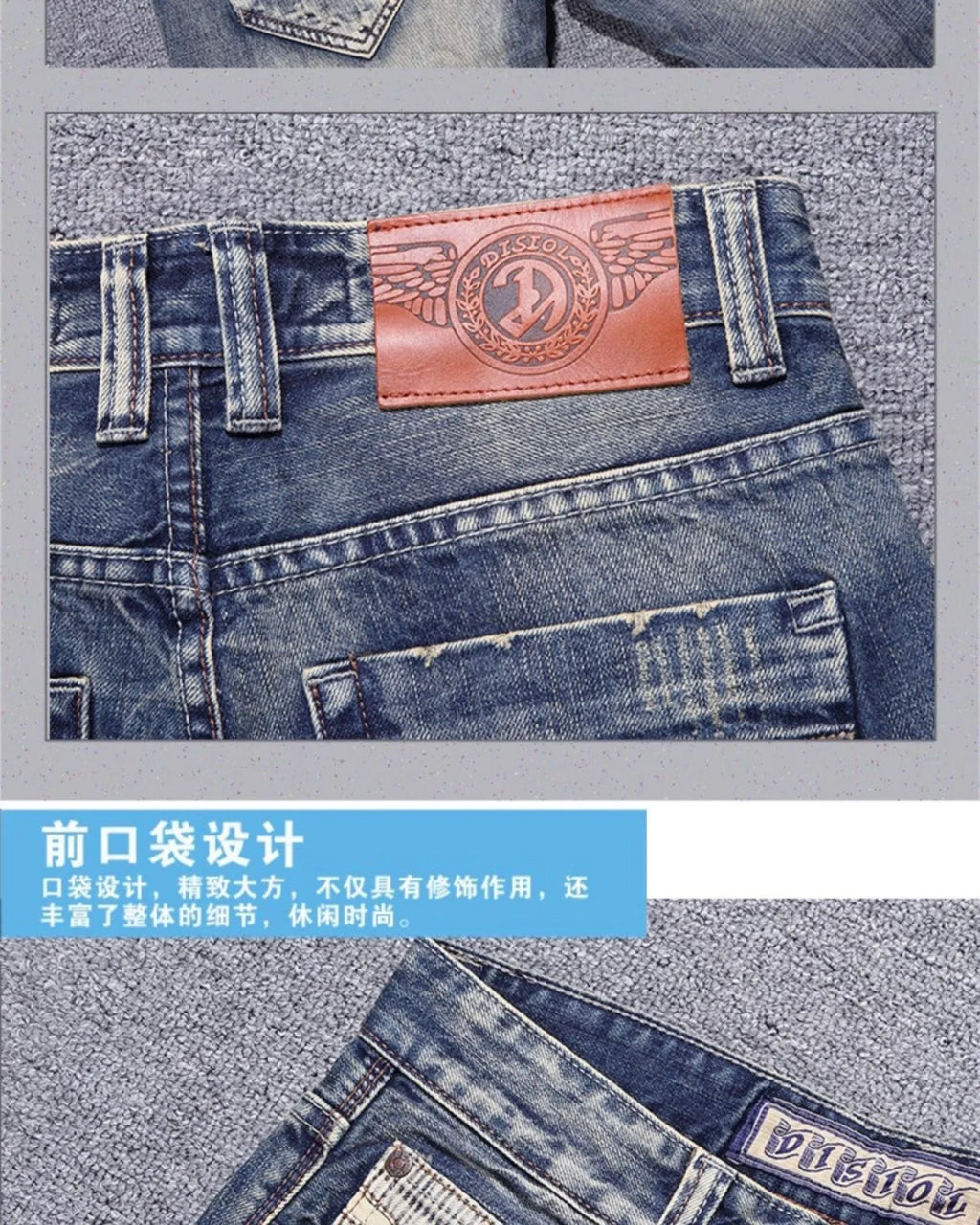 2023 Spring and Autumn New Classic Fashion Solid Color Ripped Small Foot Pants Men's Casual Comfort Elastic High Quality Jeans
