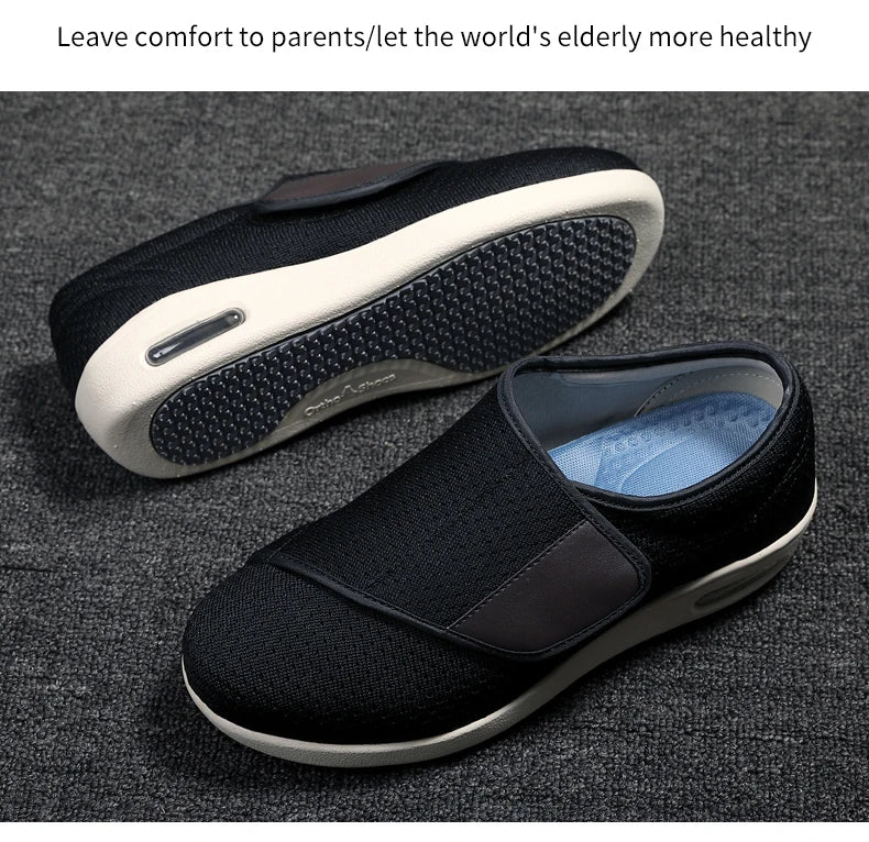 Walking Shoes Men Diabetic Shoes Elderly Casual Solid Color Flat Shoes Oldmen Soft Comfortable Sneakers Plus Size