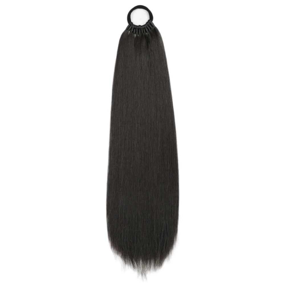 Straight Ponytail With Elastic Band 24"32" Synthetic Hair Ponytail Extensions 12Strands Women's Hairpieces False Tail For Women