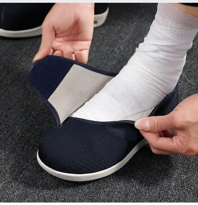 Walking Shoes Men Diabetic Shoes Elderly Casual Solid Color Flat Shoes Oldmen Soft Comfortable Sneakers Plus Size