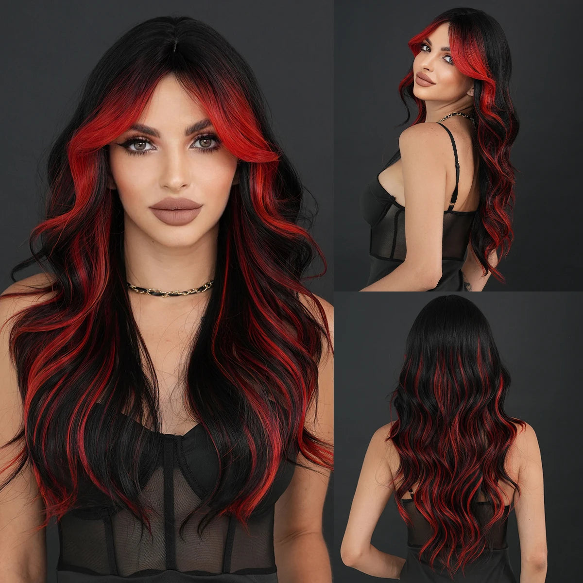NAMM Highlight Skunk Wig Body Wave Synthetic Blue Wig for Women Daily Party Use Highlight Ash Wavy Wigs With Medium Wigs