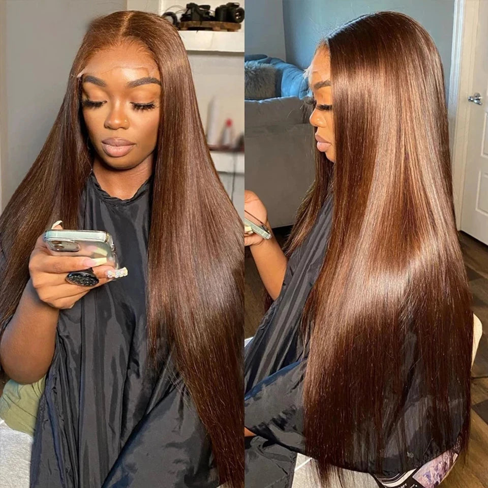 Clearance Cheap #4 Color Straight Human Hair Bundles With Closure Brazilian Virgin Human Hair Weave Bundles With HD Lace Closure