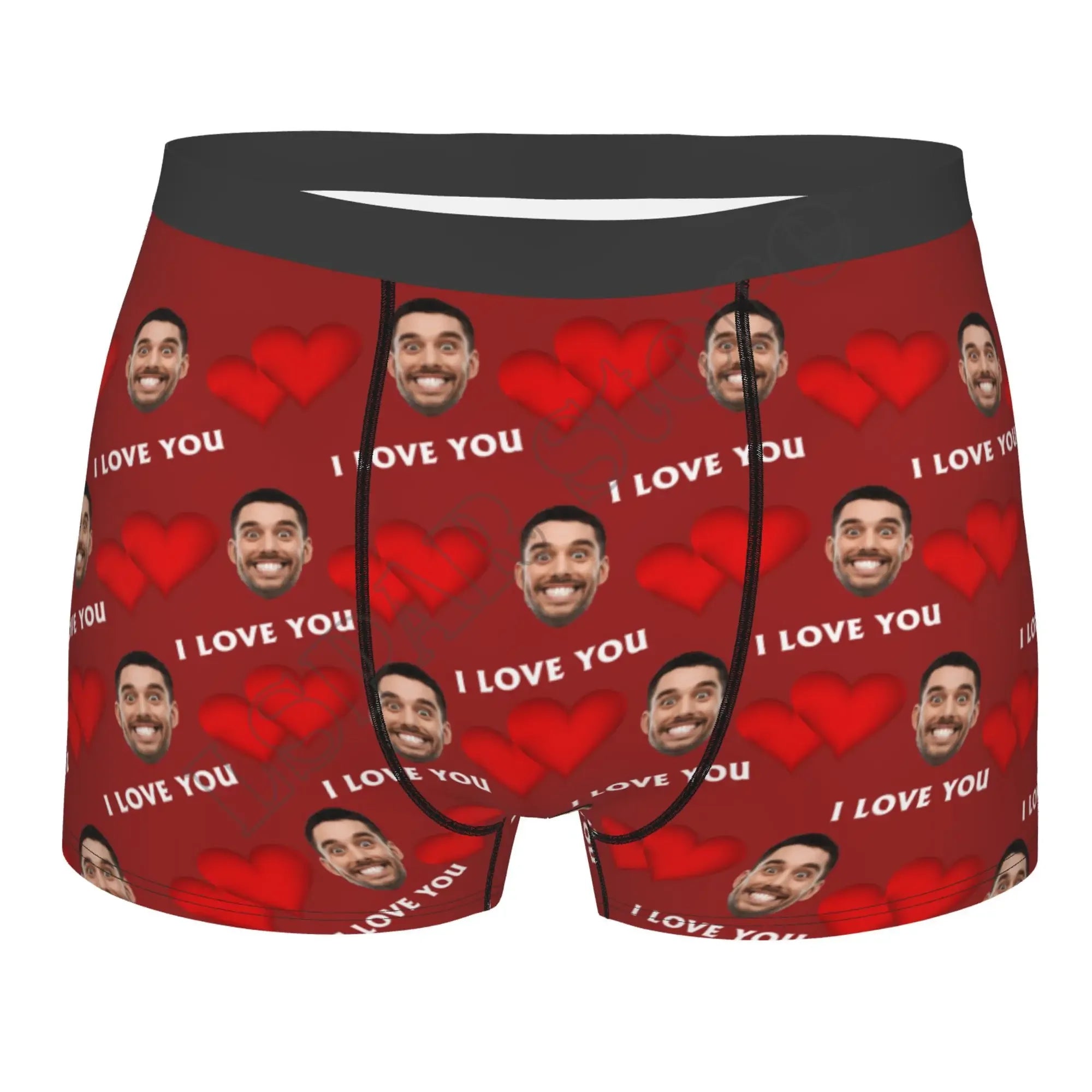 Personalized Face Photo Underwear - Custom Heart Boxer Briefs - Custom Men Briefs - Gift For Husband - Anniversary Gift for Dad