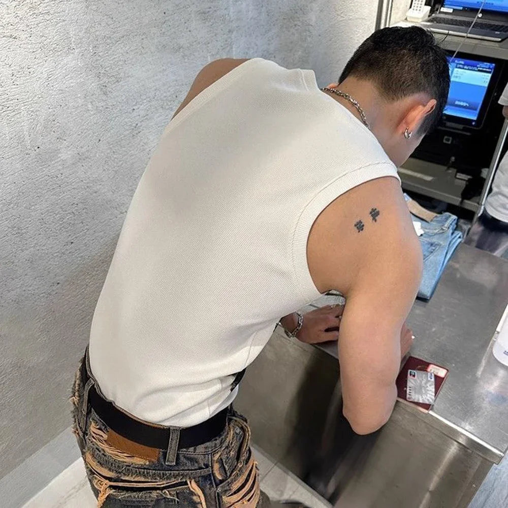 Mens Street Tie-Dye Tight-Fitting Sports Vest Genderless Sexy Fashion Youth Trendy Casual Printed Comfortable Vest Unisex