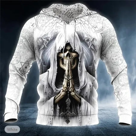 2023 New Men's Skull Hoodie Sweatshirts 3D print Head Pattern Hooded Pullover Autumn Fashion Casual Sweatshirt