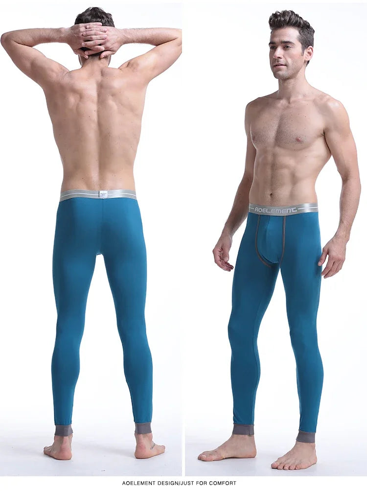 Men's long Johns single-piece thin tight-fitting underpants line pants thermal pants slim cotton woolen pants autumn and winter