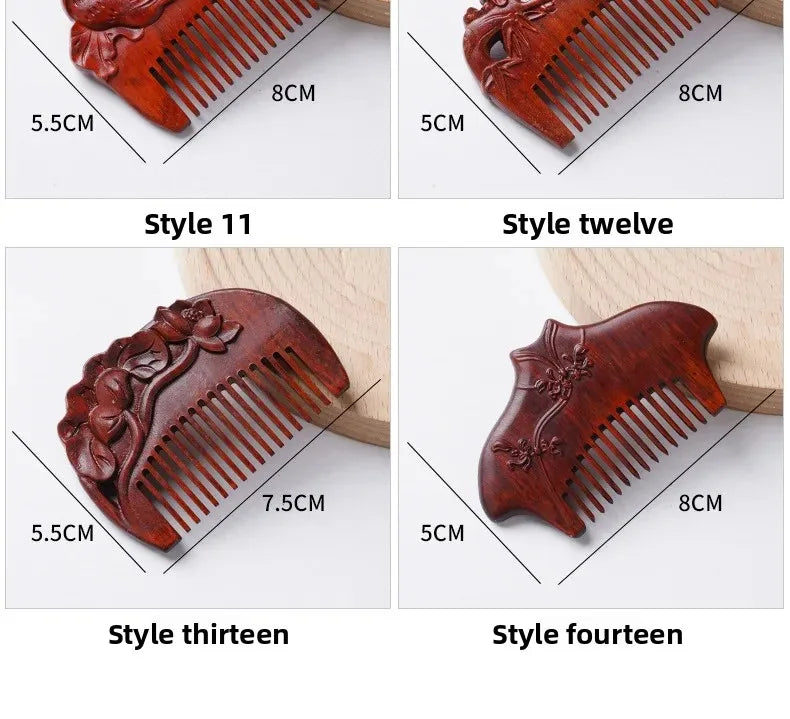 Portable Mini Ebony Wood Comb Chinese Style Carved Travel Souvenir Popular Hairdressing Professional Comb Made in China