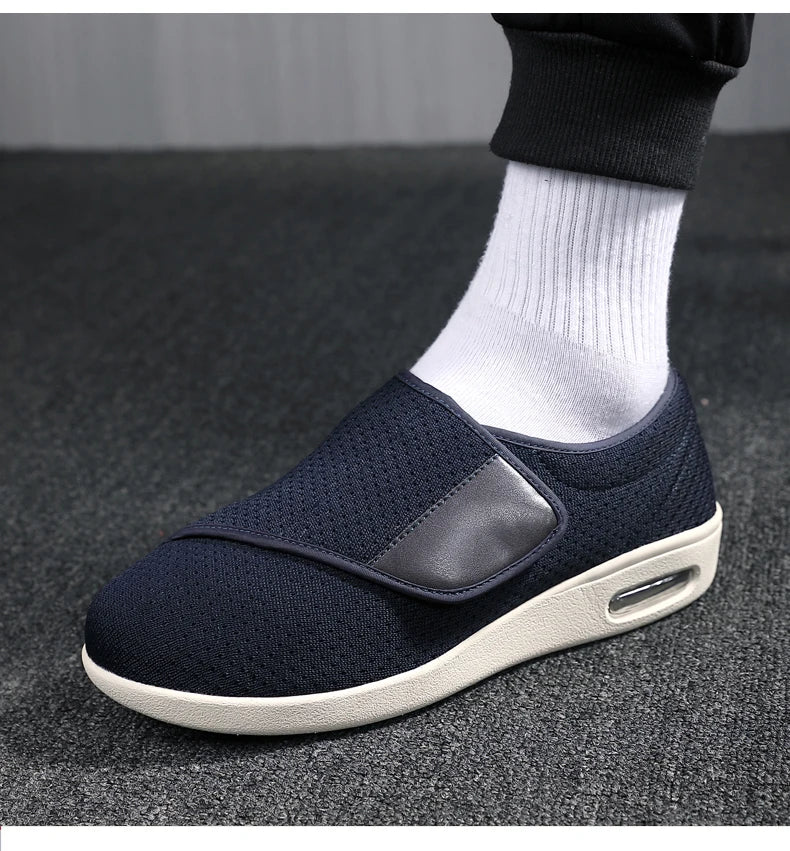 Walking Shoes Men Diabetic Shoes Elderly Casual Solid Color Flat Shoes Oldmen Soft Comfortable Sneakers Plus Size