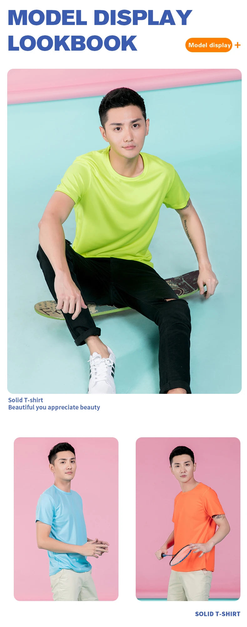 Quick-drying T-shirt  Breathable Round neck Top Solid Color Sports Men/Women Same Custom Printed Embroidery Print logo picture