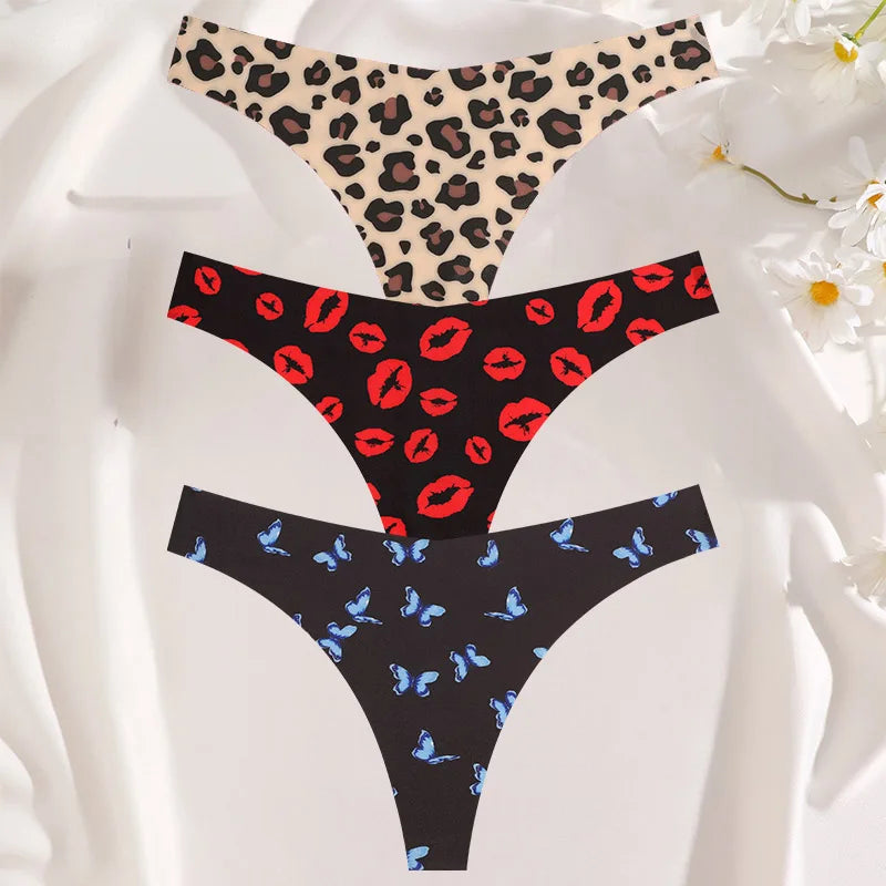 3PCS/SET Sexy G-String For Women Colorful Bikini Female Underwear T-back Intimates Lingerie Seamless Low Waist Underpants Lady