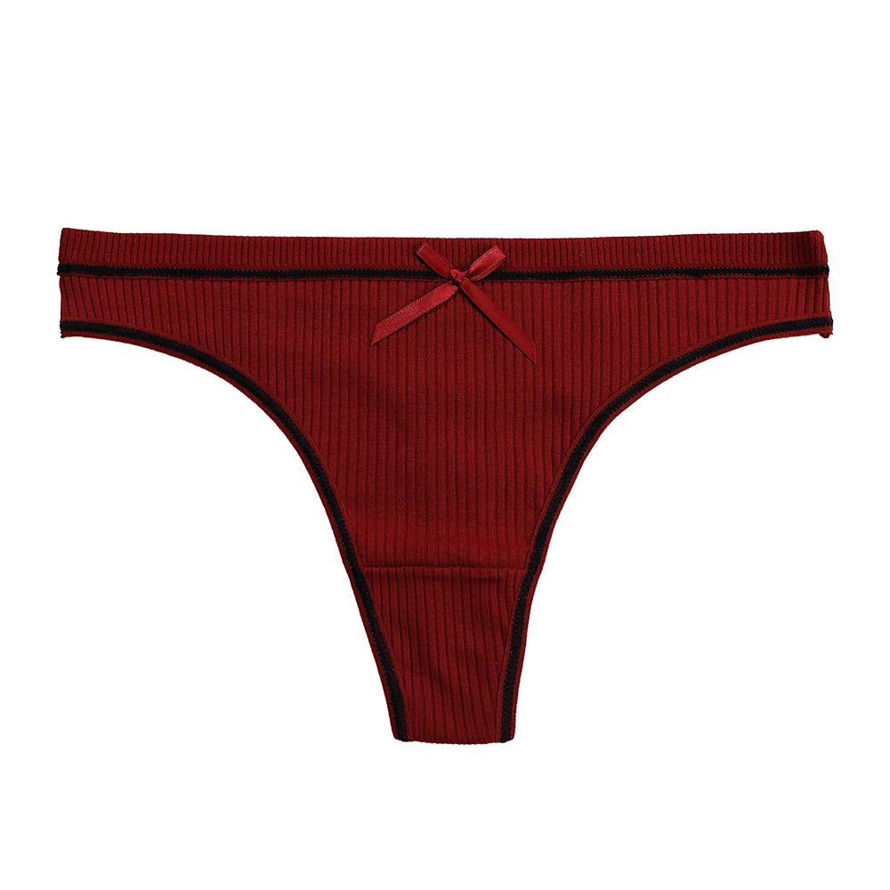 Women's Thong Sexy Panties Cotton Bow Tie Underpants Comfort Soft Intimates Lady Briefs Female Panty Lingerie Sexy Women