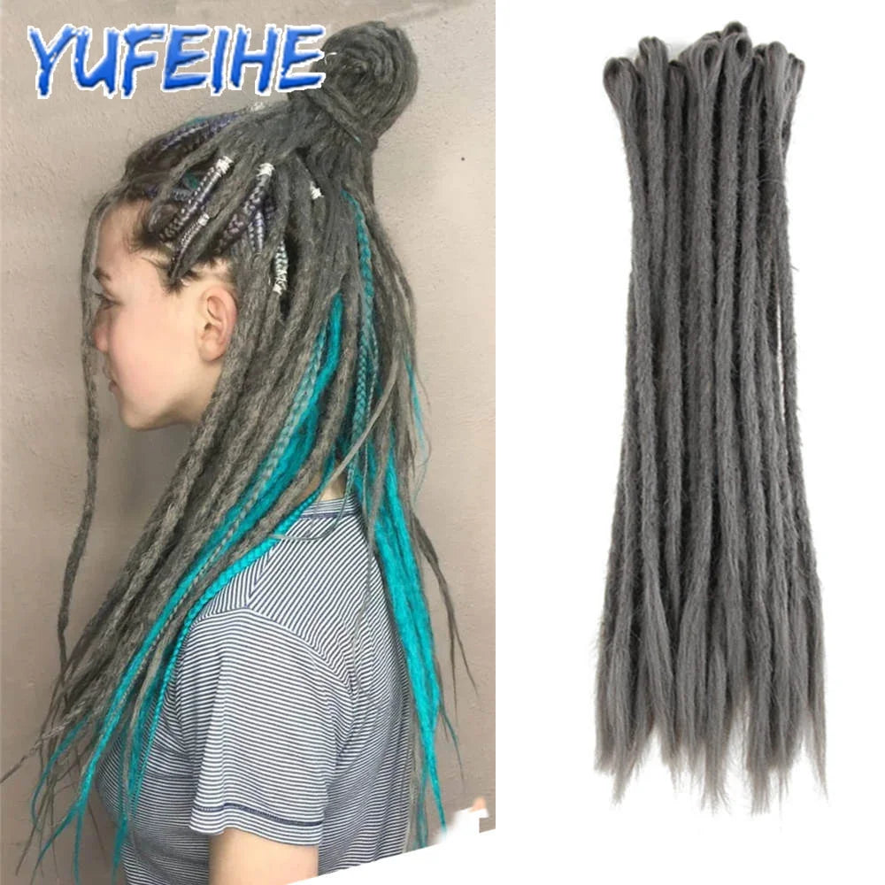 Dreadlocks Extensions Thin 0.7cm Width Synthetic Crochet Braids Hair Dreads Fake Hair Ombre Mint Green Reggae Hip Hop Style Pink