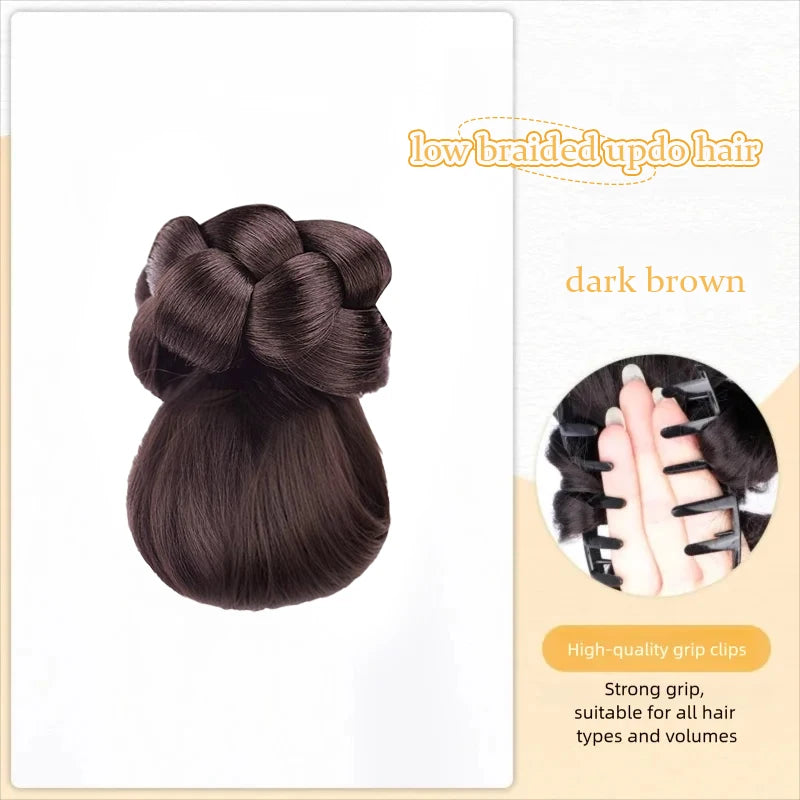 LUPU Hair Clips for Hair Hair Accessories Wig Low Hair Bun Synthetic Natural False Braided Black Brown Updo Hair Women Hairpiece