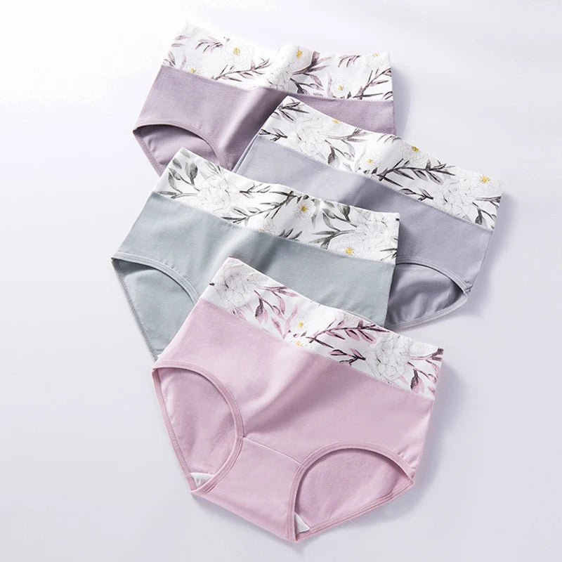 Plus Size 4Pcs High Waist Women‘s Panties Body Shaper Underwear Breathable Cotton Briefs Grils Panty Sexy Slim Female Lingerie