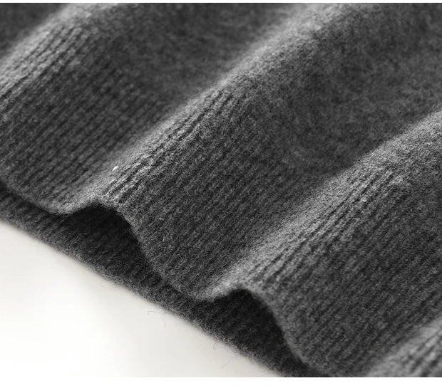 Men's Autumn Winter 100% Merino Wool Sweater Hooded Collar Knitted Pullover Cashmere Sweatshirt Casual Large Tops Long Sleeved