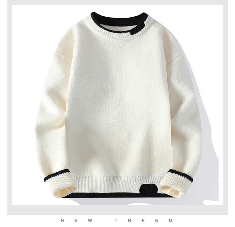 men round neck Solid color knitwear Men's High-Quality Fashion Trend Sweater Autumn/Winter Men Casual Comfortable Warm Sweaters