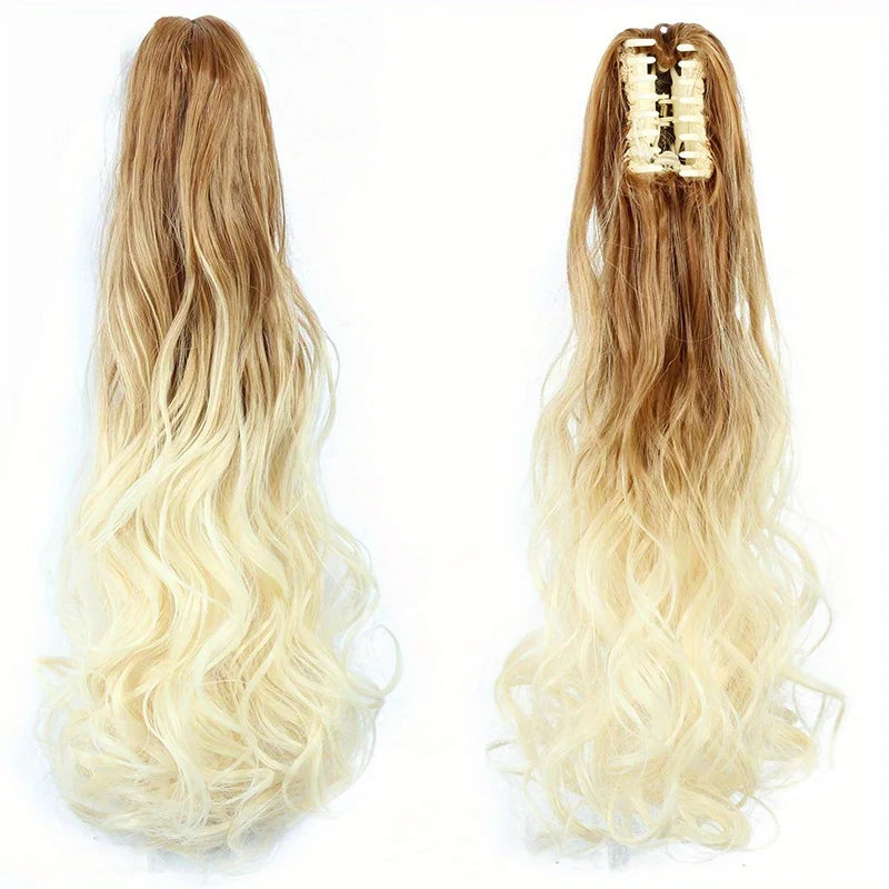 Curly Ponytail Extension Claw Clip in 24" Ponytail Hair Extension Synthetic Wavy Ponytail Extension Fluffy Natural Hairpieces