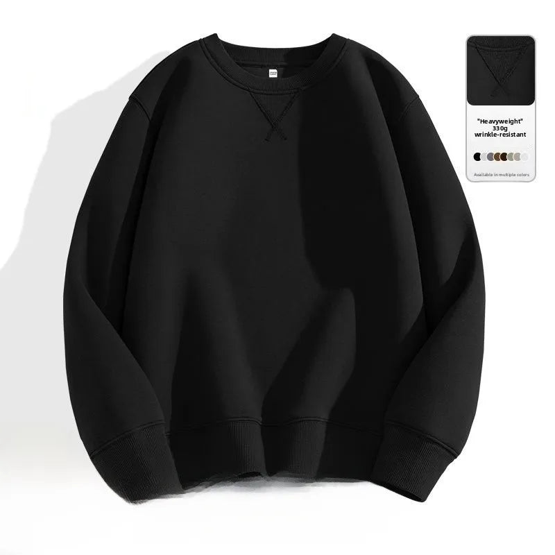 Loose Fit  Color Hoodl Sweatirt Long Sve round Ne Men's Autumn Winter Heavyweight Comfortable Antibacterial Ba...