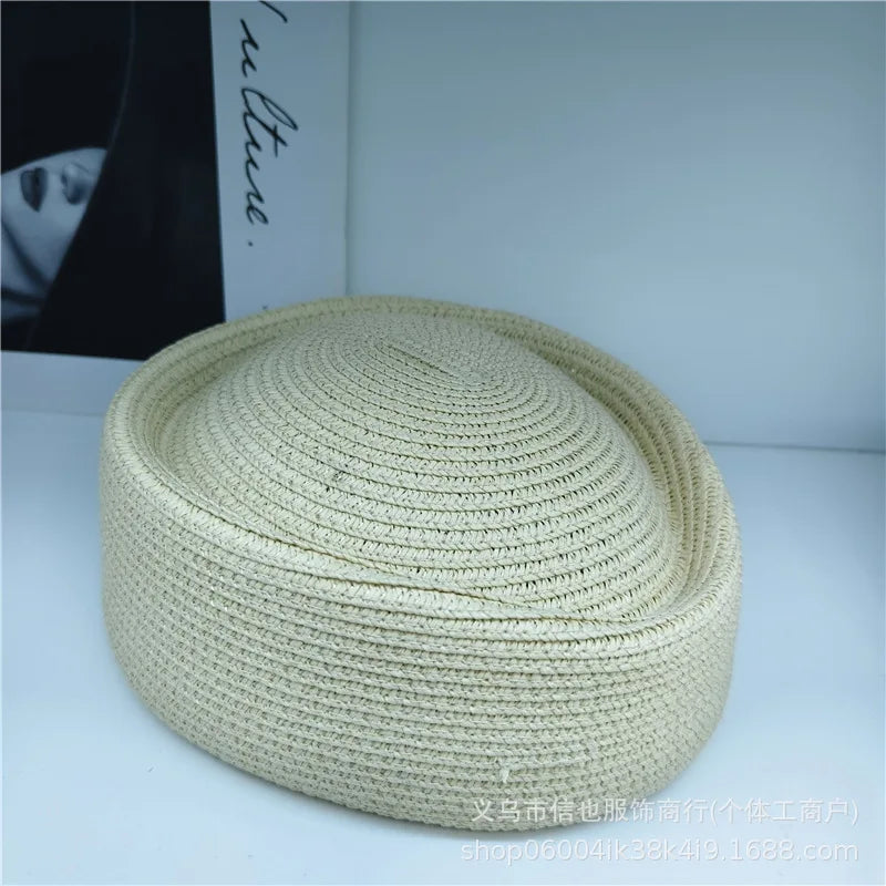 2026 New Summer Straw Fedoras Hats for Women Hostess Fashion Pillbox Hat Millinery Fascinator Designer Beret Hats Painter's Hat
