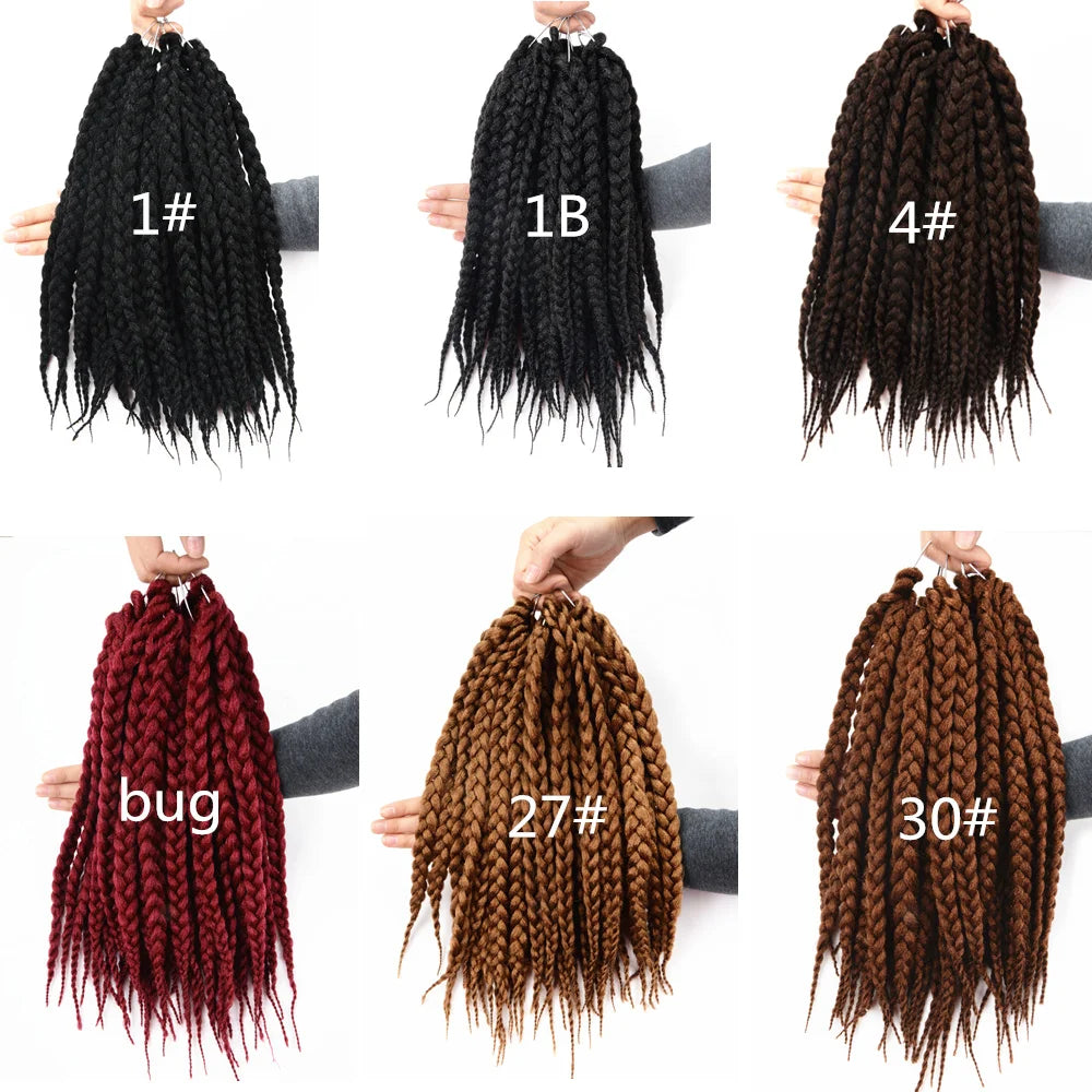 Full Star Box Braids Synthetic Hair 12" 18" 22" Crochet Braids Style Black Burgundy Brown for Africa America Women Crochet Hair