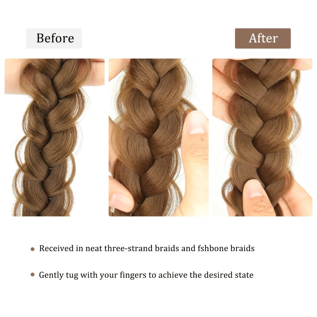 Synthetic Hair Braided Headband with Elastic Band Style for Women Girls Blonde Brown Braided Headwear Hair Scrunchy Headband