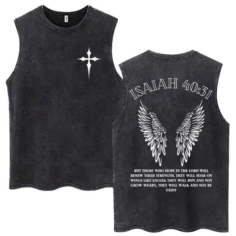 Christian Jesus Church Vintage Washed Tank Tops Bible Verse God Loves You Sleeveless T-shirt Men Women Cotton Loose Y2k T Shirts