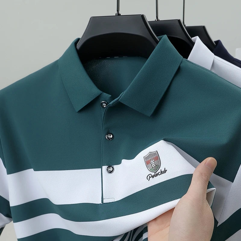 Light luxury fashion striped short sleeve polo shirt high-end brand embroidery summer breathable Paul T-shirt casual men's wear