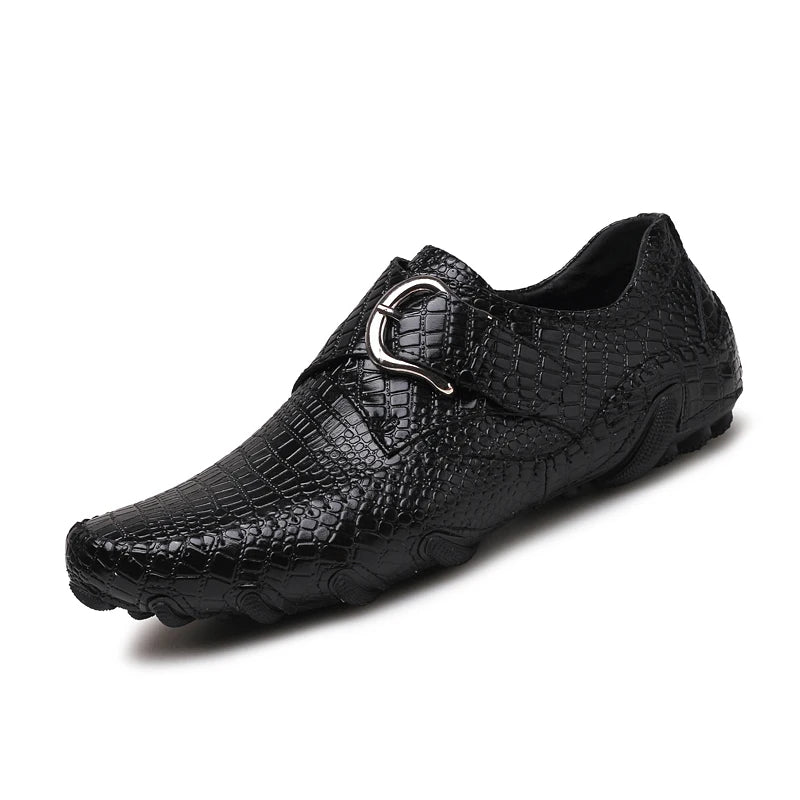 Crocodile Skin Loafer Shoes Men Genuine Leather Slip-on Moccasins Handmade Male Outdoor Casual Shoes Drive Walk Luxury Leisure