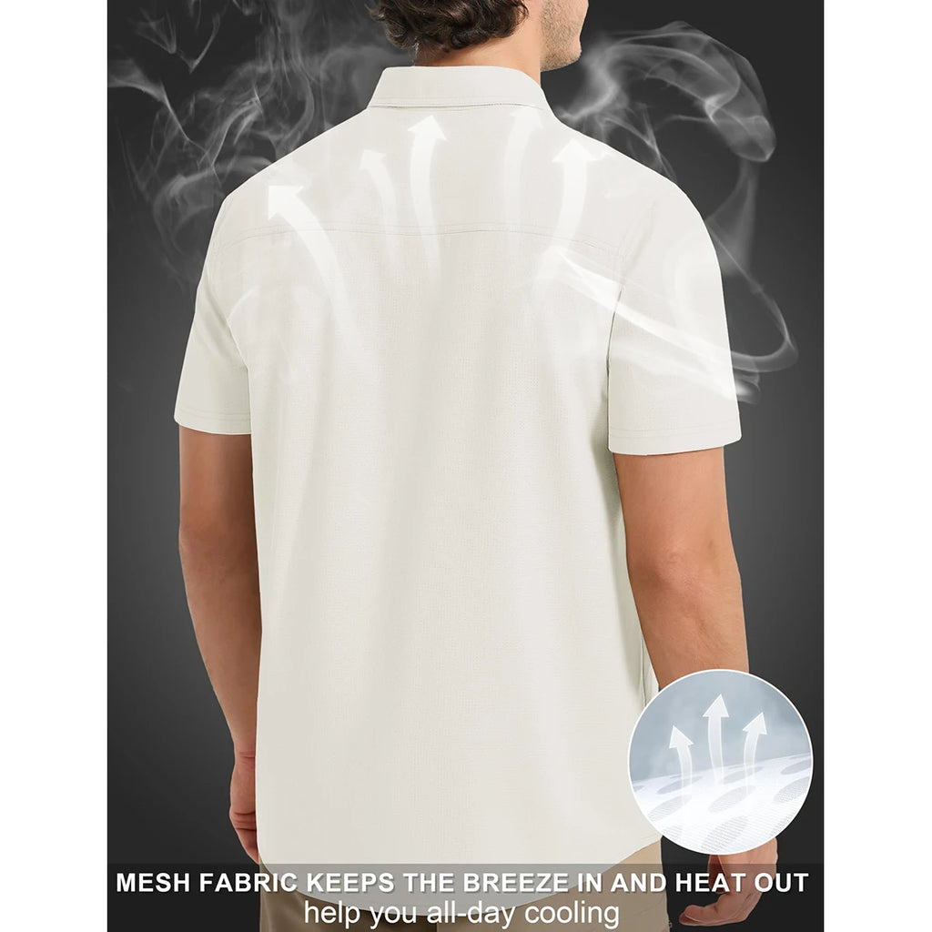 TACVASEN Men‘s Short Sleeve Sun Protection Shirt UPF 50+ Lightweight Quick Dry Fishing Hiking UV Shirt with Pockets for Men