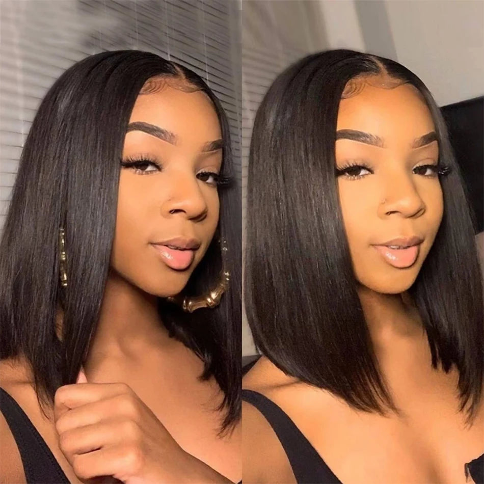 Wear Go Glueless 13x4 Bone Straight Bob Wig Lace Front Human Hair Wigs For Women Brazilian HD Transparent Lace Frontal Wig 180%
