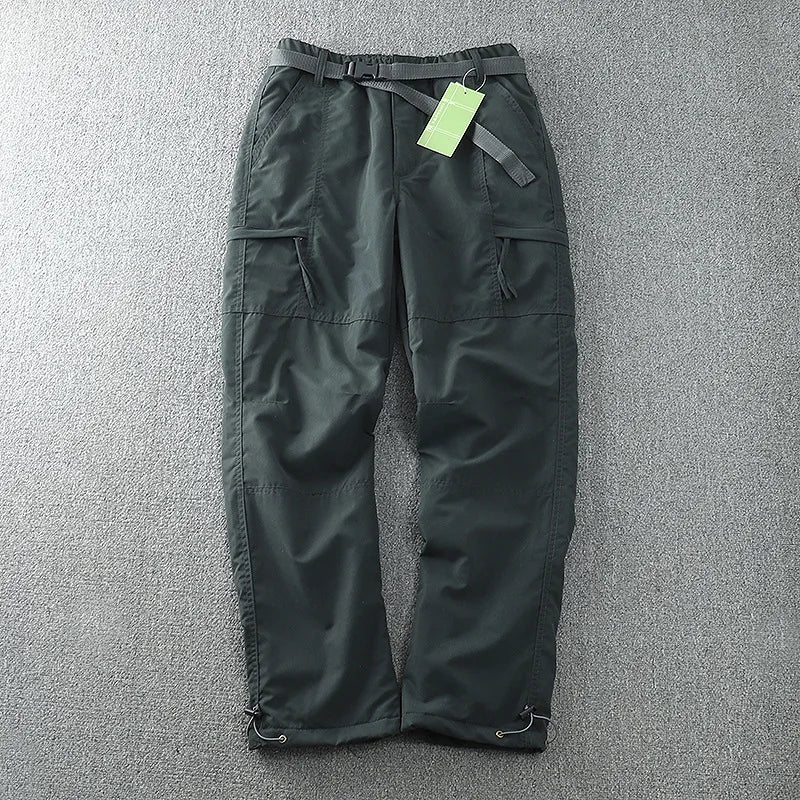 6XL Thick Waterproof Warm Fleece Cargo Pants Men Winter Outdoor Plus Velvet Multi-pockets Loose Straight Casual Overall Trousers