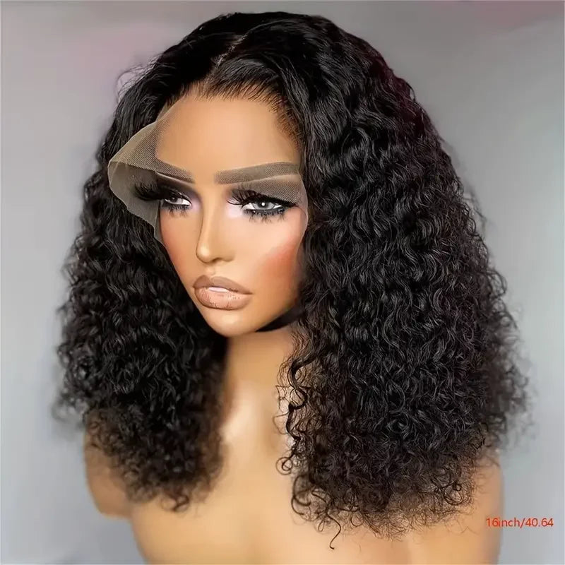 Glueless Wig Kinky Curly Lace Front Human Hair Wigs Ready To Wear And Go Wet and Wavy Wigs Water Wave Human Hair Wig For Women