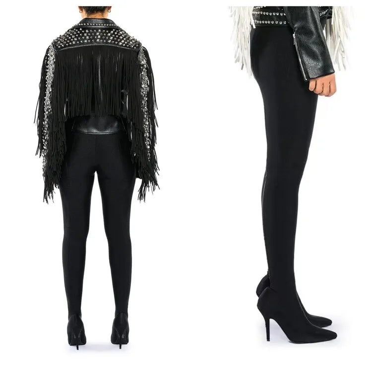 New Elastic Cloth Jumpsuit Pants Boots Women's Racing Party Trendy Sexy Steel Pipe Dance Pants Boots High-heel 10cm Size 34-46