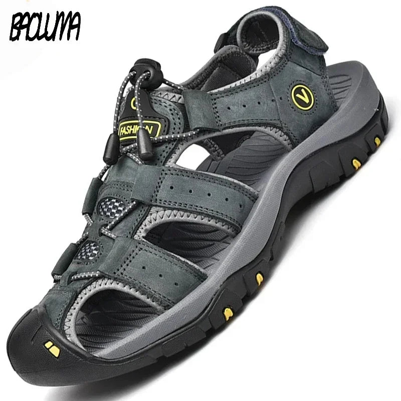 Classic Men's Sandals Summer Genuine Leather Sandals Breathable Men Cow Leather Shoes Men Sandals Soft Outdoor Men Roman Sandals
