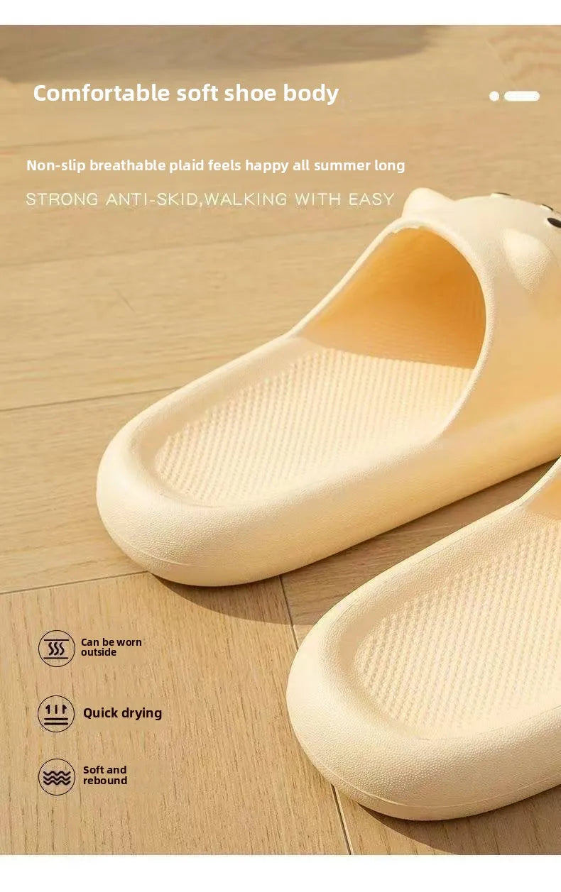 Printting Cute Cat Women Slippers Summer Indoor Soft Cartoon Sandals Bathroom Anti-slip Outdoor Comfy Men Leisure Shoes Couple